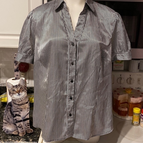 L womens Cato button down short sleeve striped plus size shirt size 18/20W - Picture 1 of 4